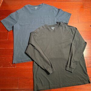 Duluth Trading Co 2 PACK Longtail XL Black Navy 100% Cotton Long Sleeve Shirt